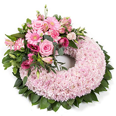 Pink Massed Wreath Florists Choice 