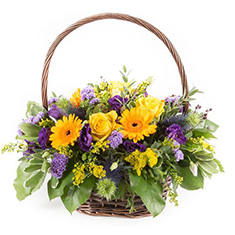 Purple &amp; Gold Fall Basket Arrangement