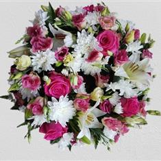 Pink &amp; White Sympathy Wreath