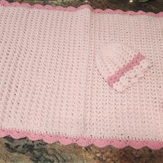 Baby Girl blanket and hat set