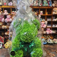 Bright Green Bear with Bow