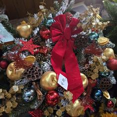 Gold, Red &amp; Blue Door Wreath Large