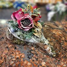 Red Rose Heart with Stars and Robin 