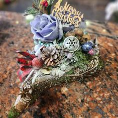 Blue Rose Christmas Heart with Robin 