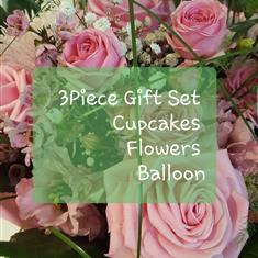 Mothers Day's Gift Set Cupcakes, Flowers, Balloon