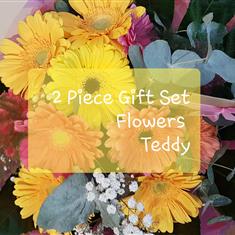Mothers Day's 2 Piece Gift Set -  Flowers, Teddy