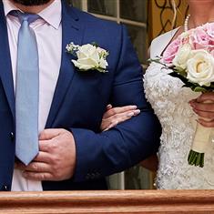 White &amp; Pink Rose Buttonhole