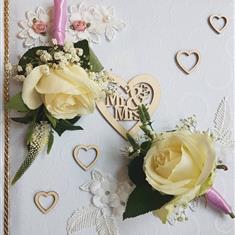 White Rose Buttonhole with Pink Touch 