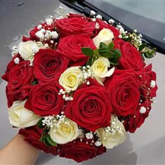  Red and White Rose Bridal Bouquet 