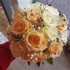 Peach and White Rose Bouquet 