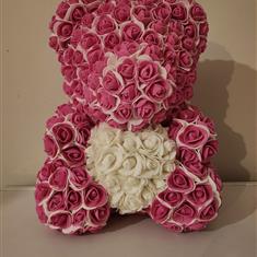 Pink and double  white Bear 40 cm Handmade