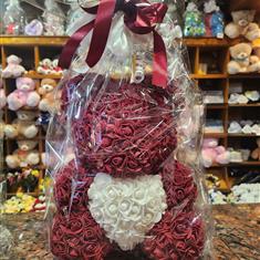 Dark Red white heart Bear 40 cm