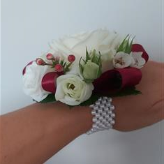 Red and White Corsage 
