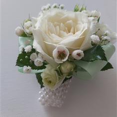 Pastel green  and white Corsage